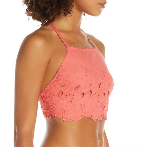 Free People Bralette Medium Pink June High Neck New - Picture 2 of 5